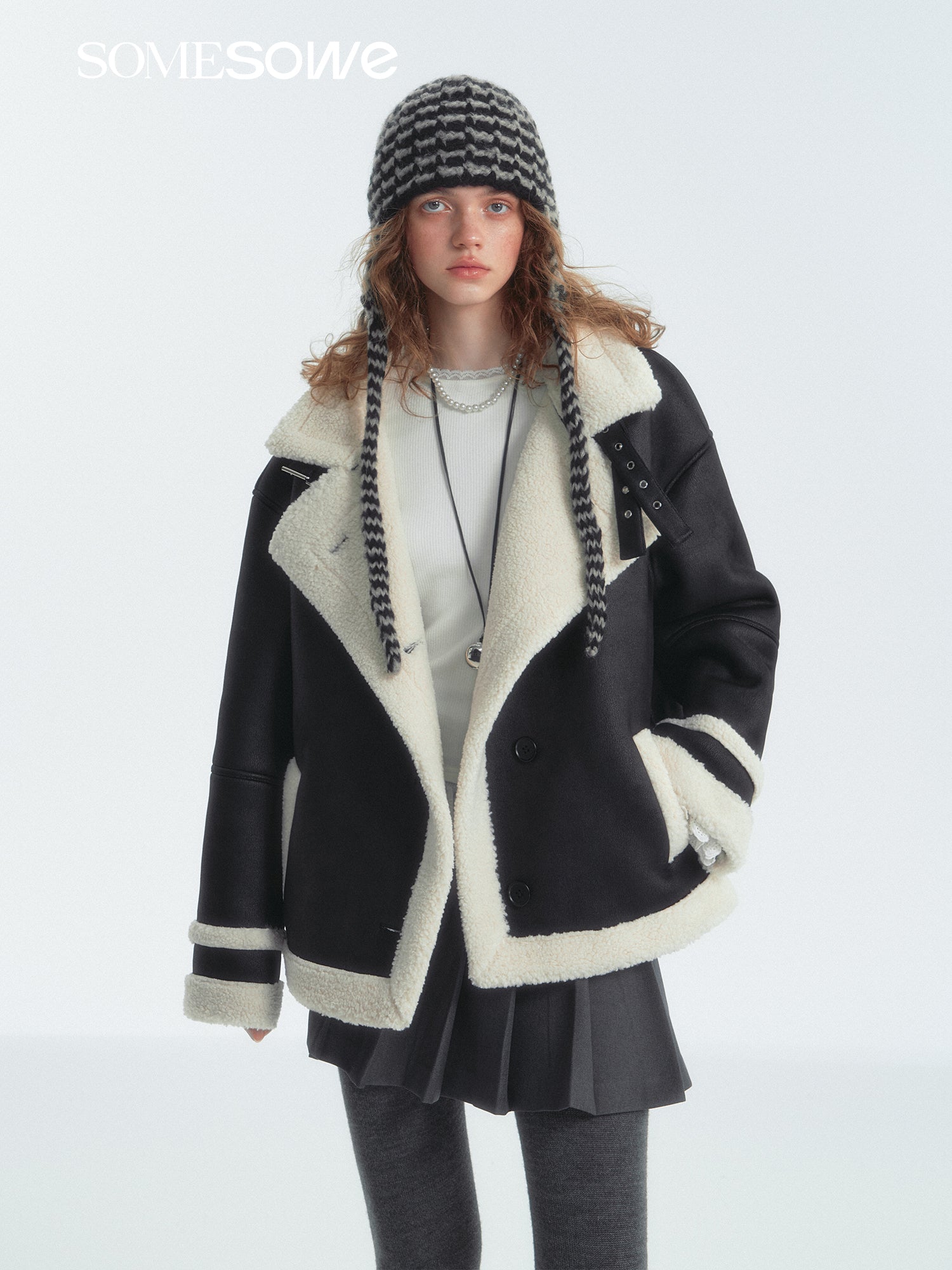 SOMESOWE S2407288 Fur biker jacket