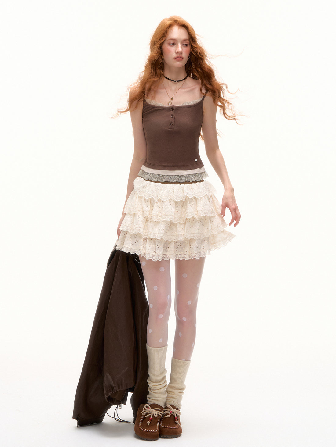 AsGony ASG25414 Lace fake three piece contrasting camisole