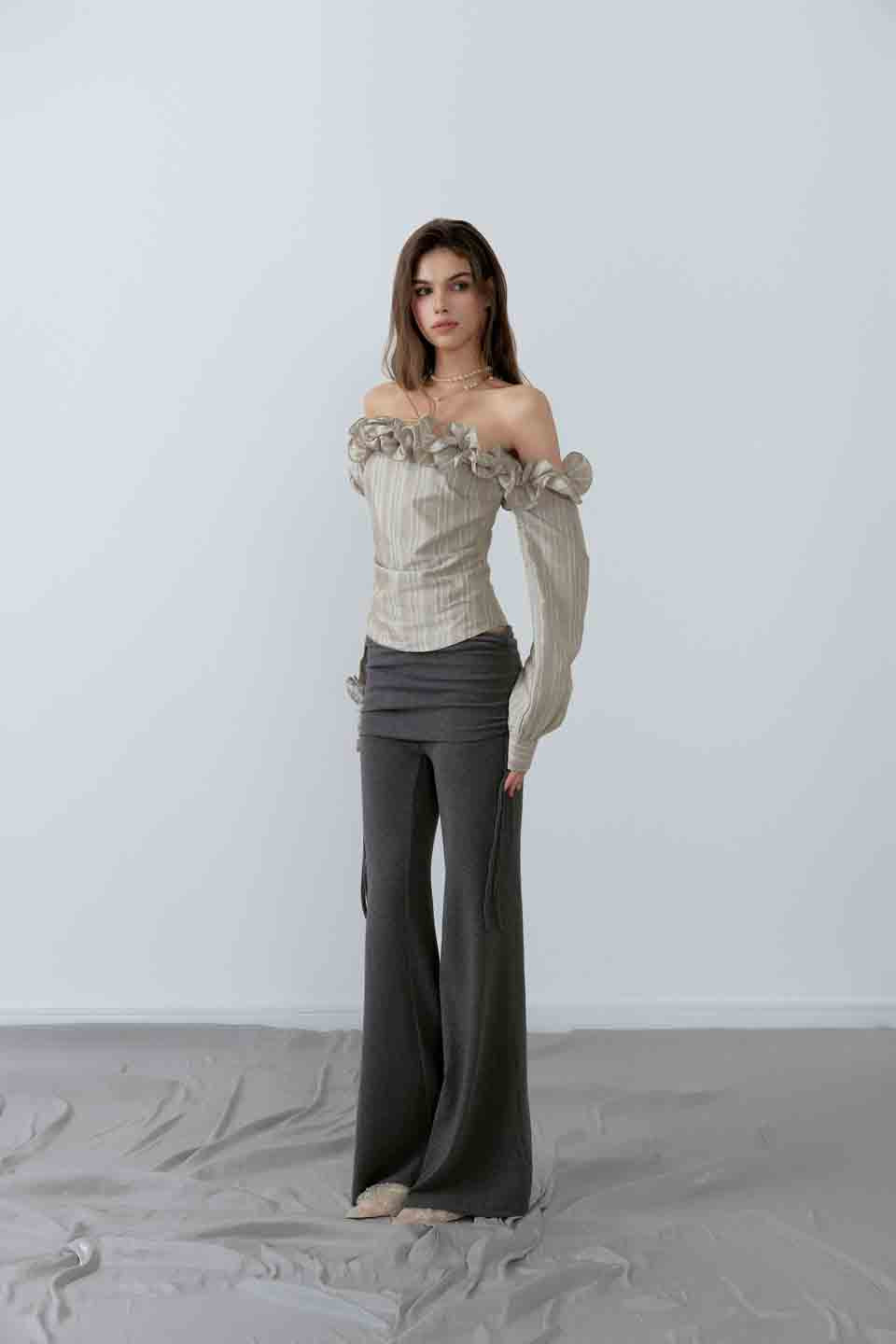 NONCESTNON N225 Micro trumpet drawstring pants