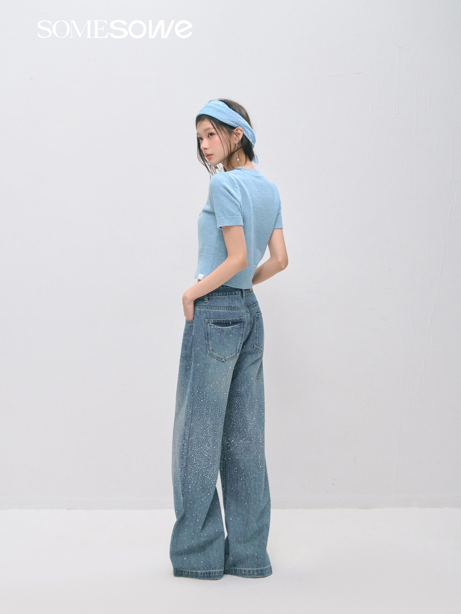 SOMESOWE S2509022 Retro straight tube sparkling jeans