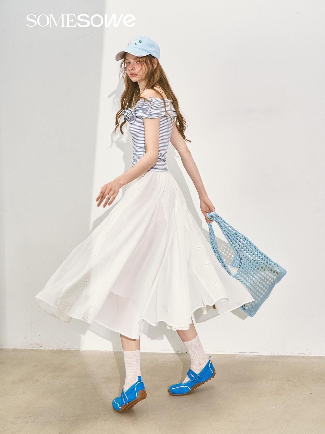 SOMESOWE S2508145 Striped rose one shoulder top