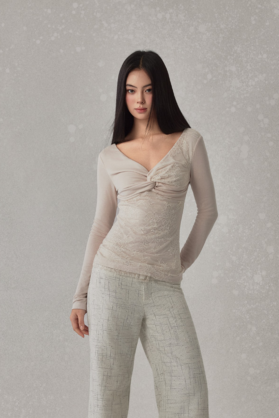 NONCESTNON N251 Lace knot long sleeved top