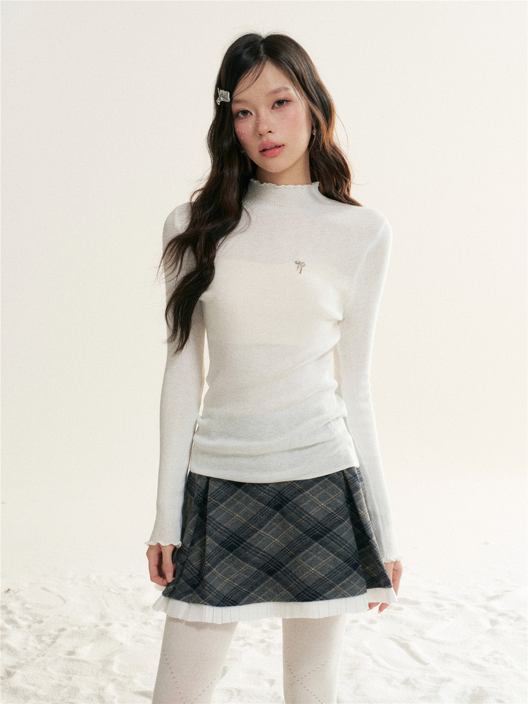 16DEWS 16D25518 High neck long sleeved knitted base shirt