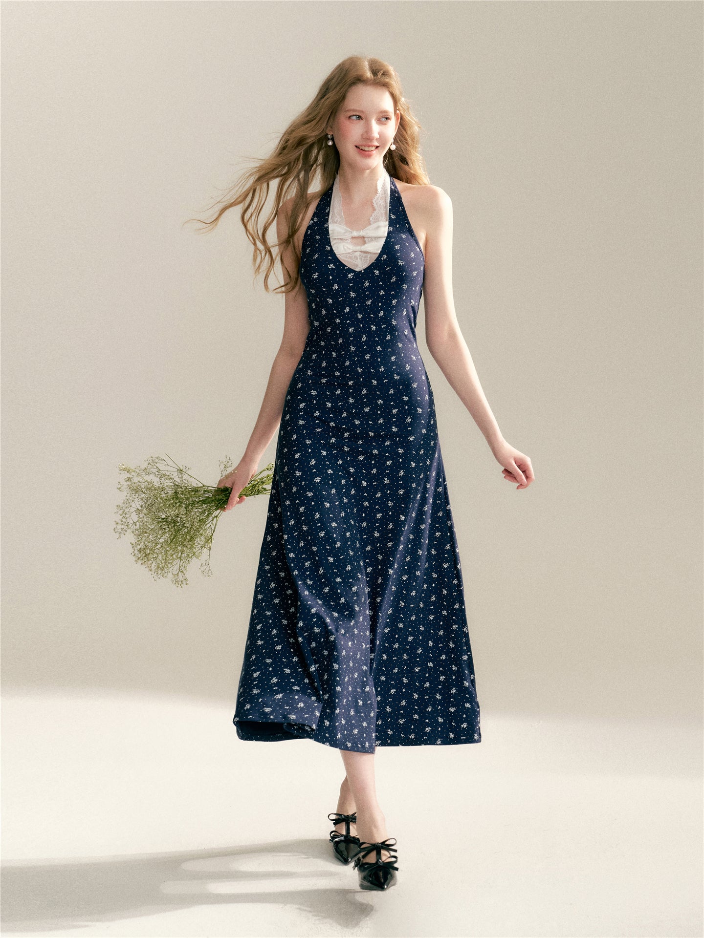 16DEWS 16D246063 Floral hanging neck and waist A-line dress
