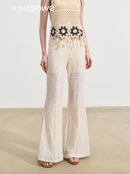 SOMESOWE S2508117 Lace micro flared pants