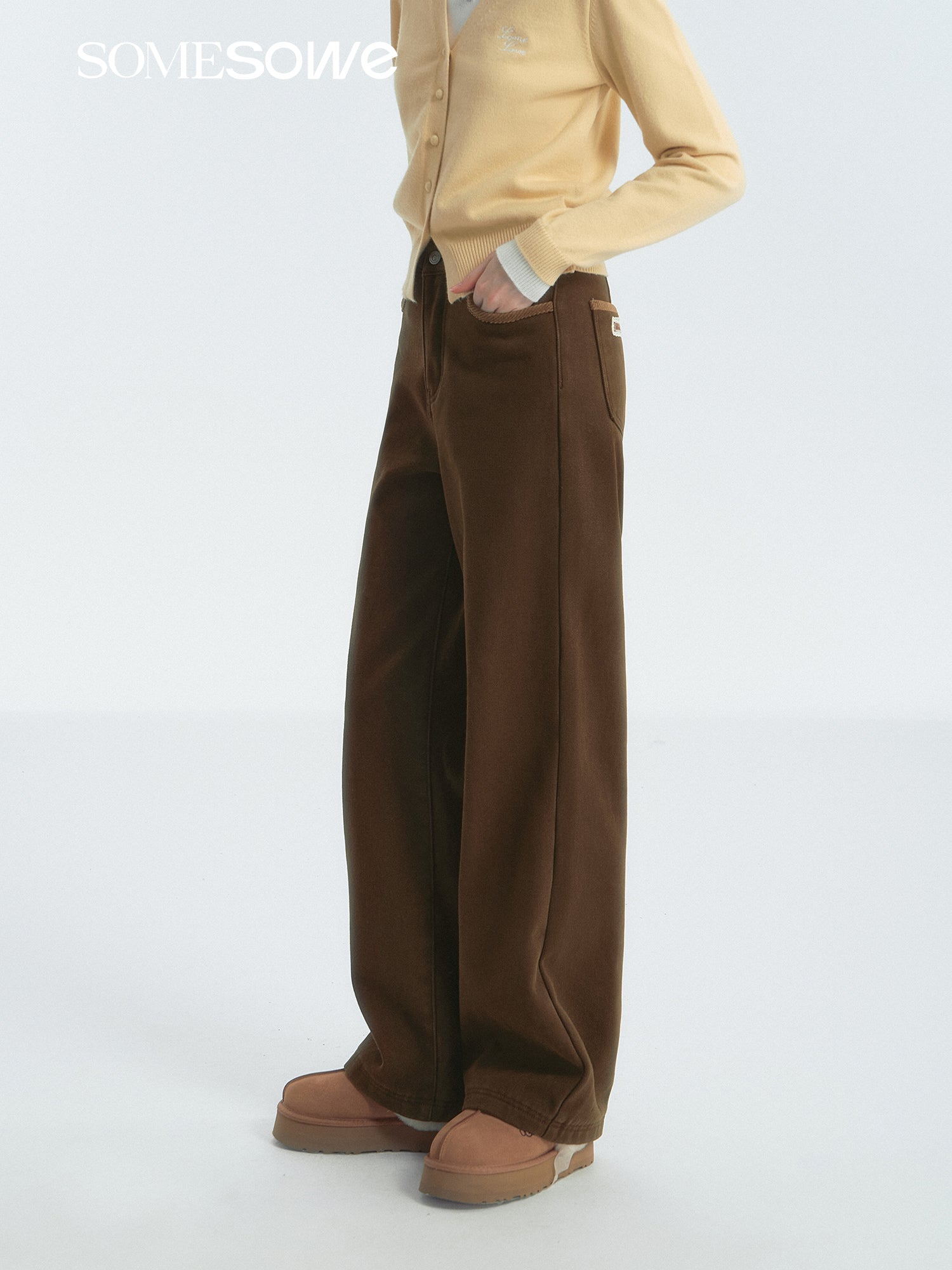 SOMESOWE S2407286 Corduroy spliced fleece slacks