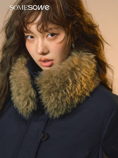 SOMESOWE S2508265 Detachable fur collar slim down jacket