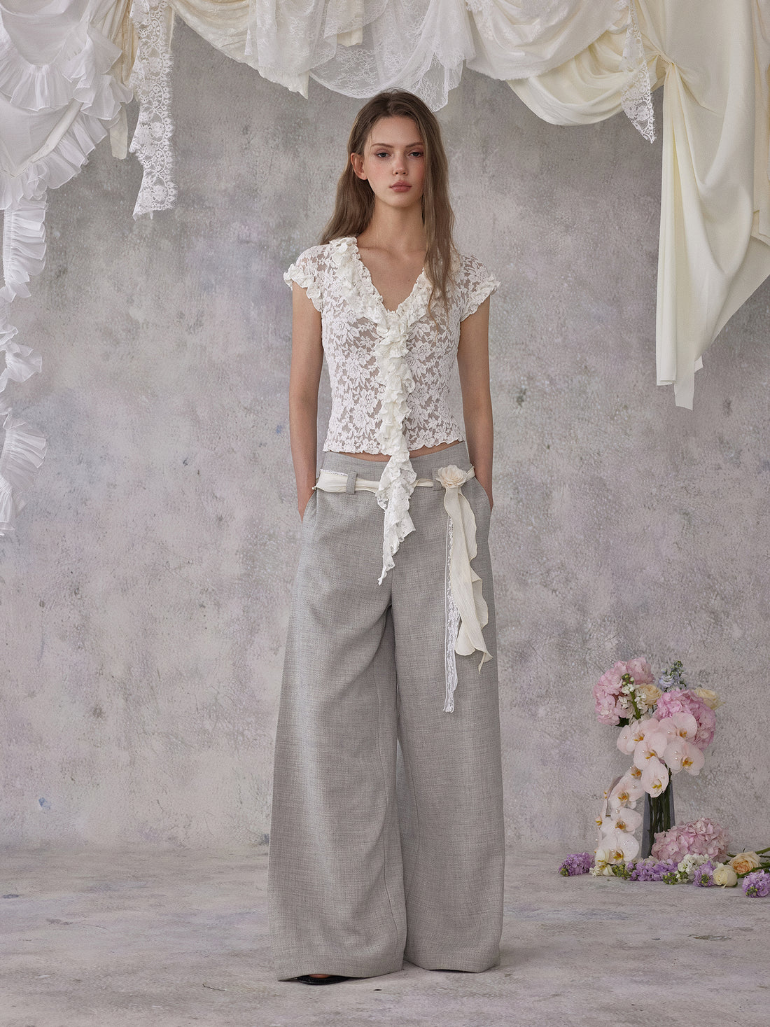 NOMEANSNO N182 Lace short sleeved top