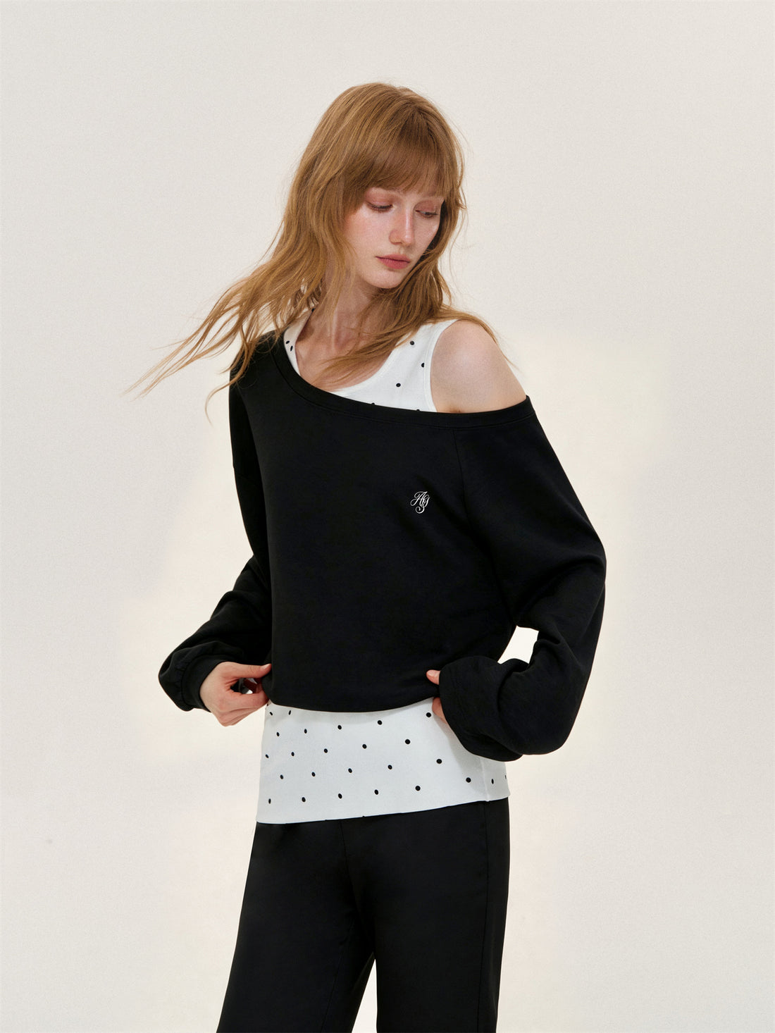 Asgony ASG26575&amp;ASG26576 Polka-Dot Casual Set