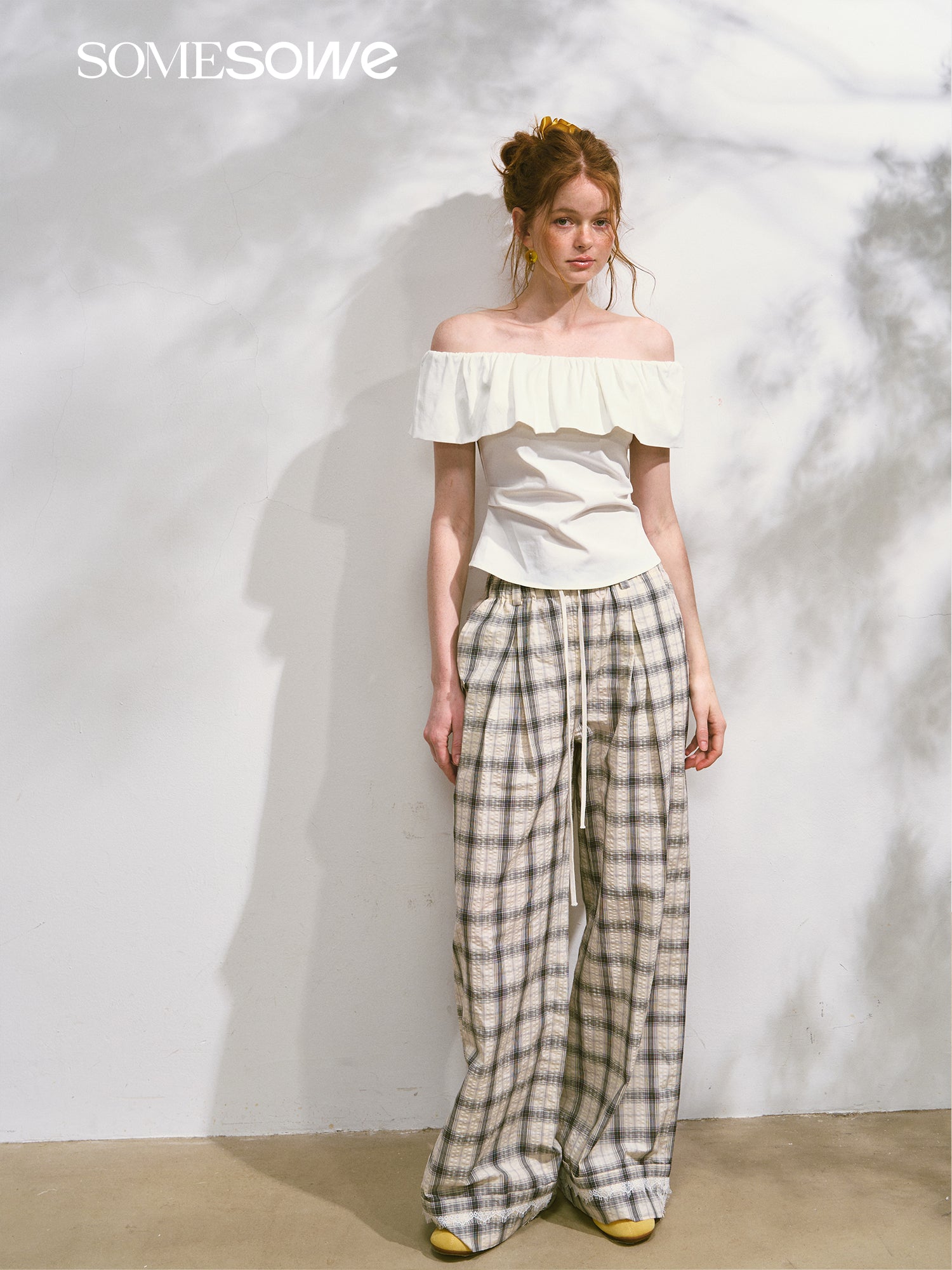 SOMESOWE S2508093 Plaid flanked casual pants