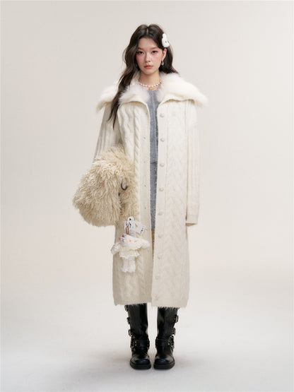 16DEWS 16D25457&amp;16D25458 Twisted knit long sweater cardigan