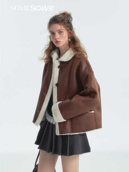 SOMESOWE S2407330 Lapel fur jacket