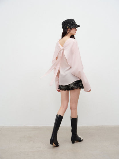 NONCESTNON N357 Stitch-Detail Long-Sleeve Top