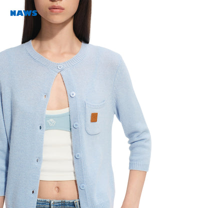 NAWS MY050325 Cloud wrapped mid sleeve knitted cardigan
