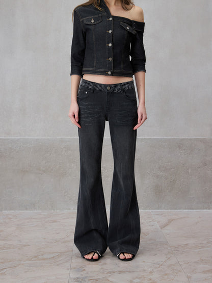 NONCESTNON N309 Grey washed denim jeans