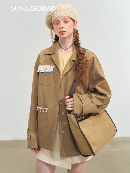 SOMESOWE S2508206 Tassel off shoulder silhouette jacket