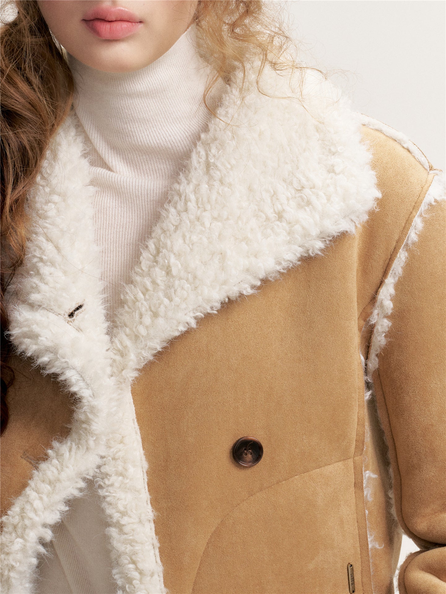 16DEWS 16D25447 Faux Fur Lambskin Collar Jacket