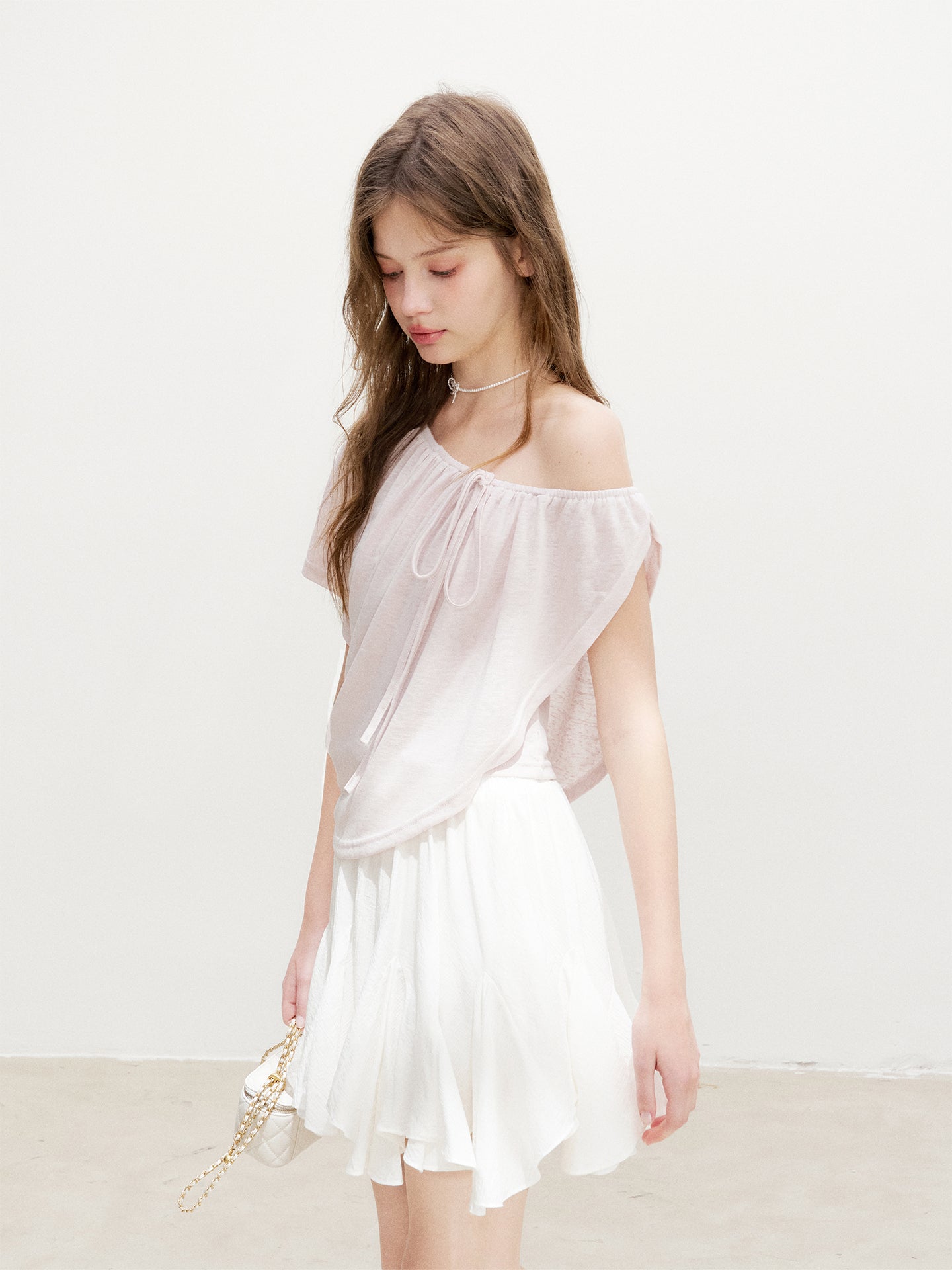 16DEWS 16D26371 Lyocell Asymmetric Faux Two-Piece Top