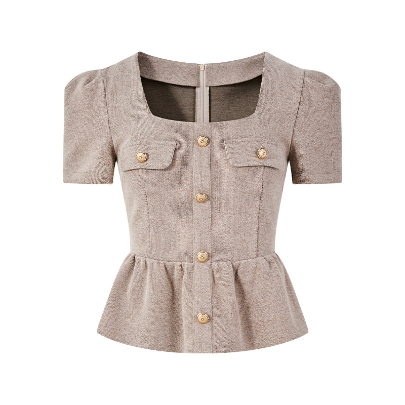 FIND YA WINGS French style short sleeved top + waist cinched midi skirt (2color)