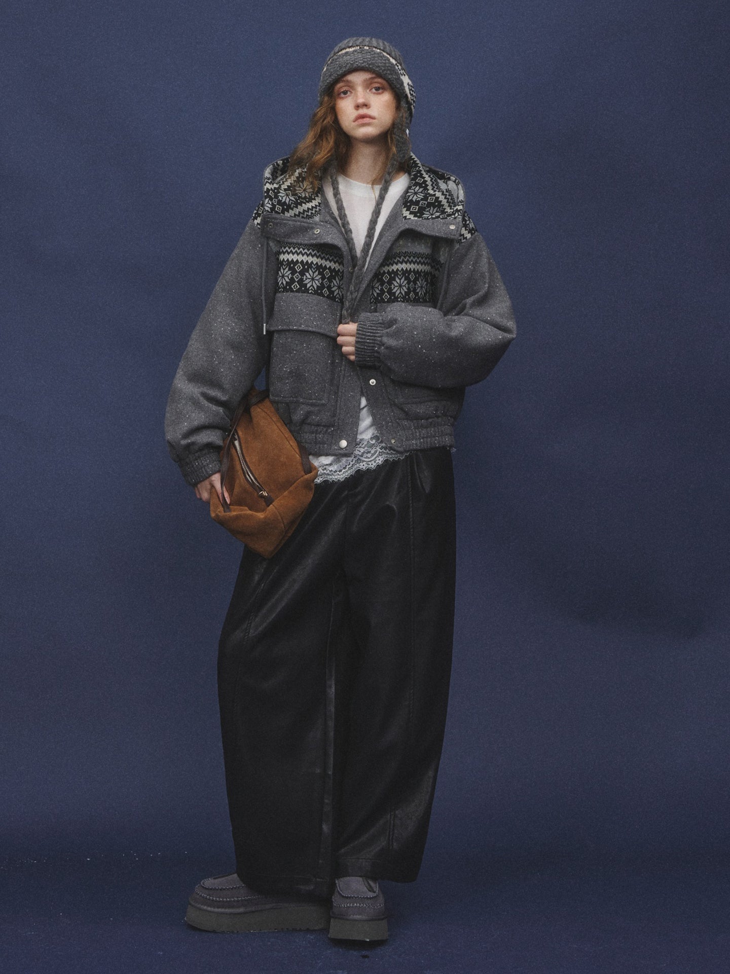 AsGony ASG25527 90 white duck down wool Fel Island hooded down jacket