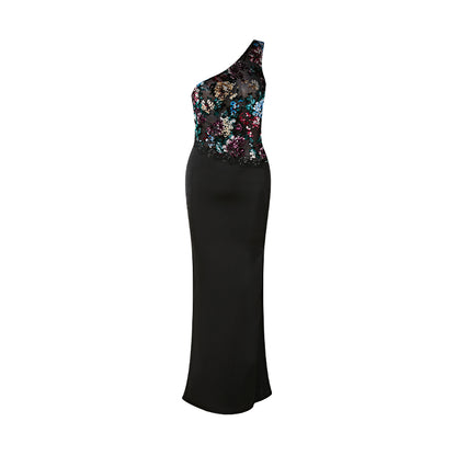 FIND YA WINGS Off shoulder floral satin patchwork dress