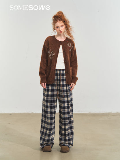 SOMESOWE S2508220 Lazy plaid wide leg casual pants