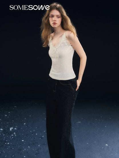 SOMESOWE S2508309 Soft velvet texture lace camisole