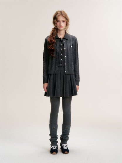 16DEWS 16D25490 Twisted round neck knitted suit set