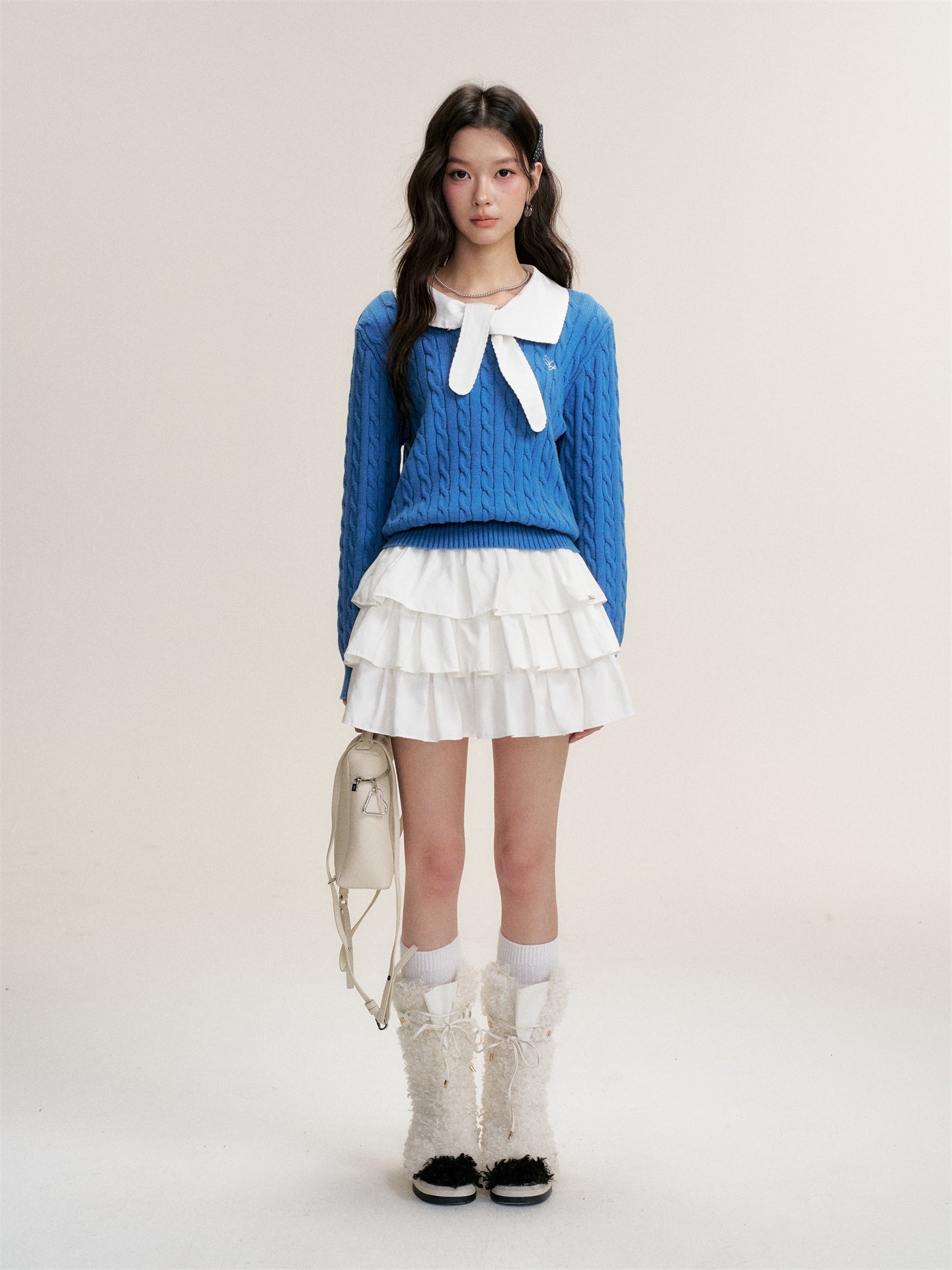 16DEWS 16D25479 Twisted texture pullover knitted top