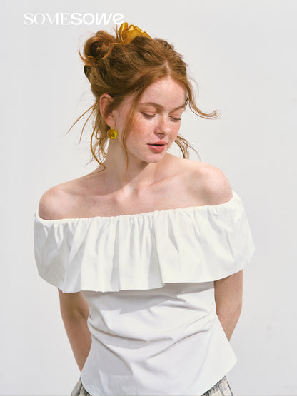 SOMESOWE S2508111 Off shoulder pleated top