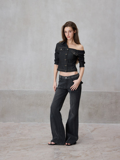 NONCESTNON N306 Off shoulder denim shirt