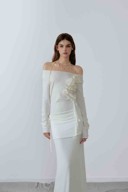 NONCESTNON N218 Flower tassel long sleeved top