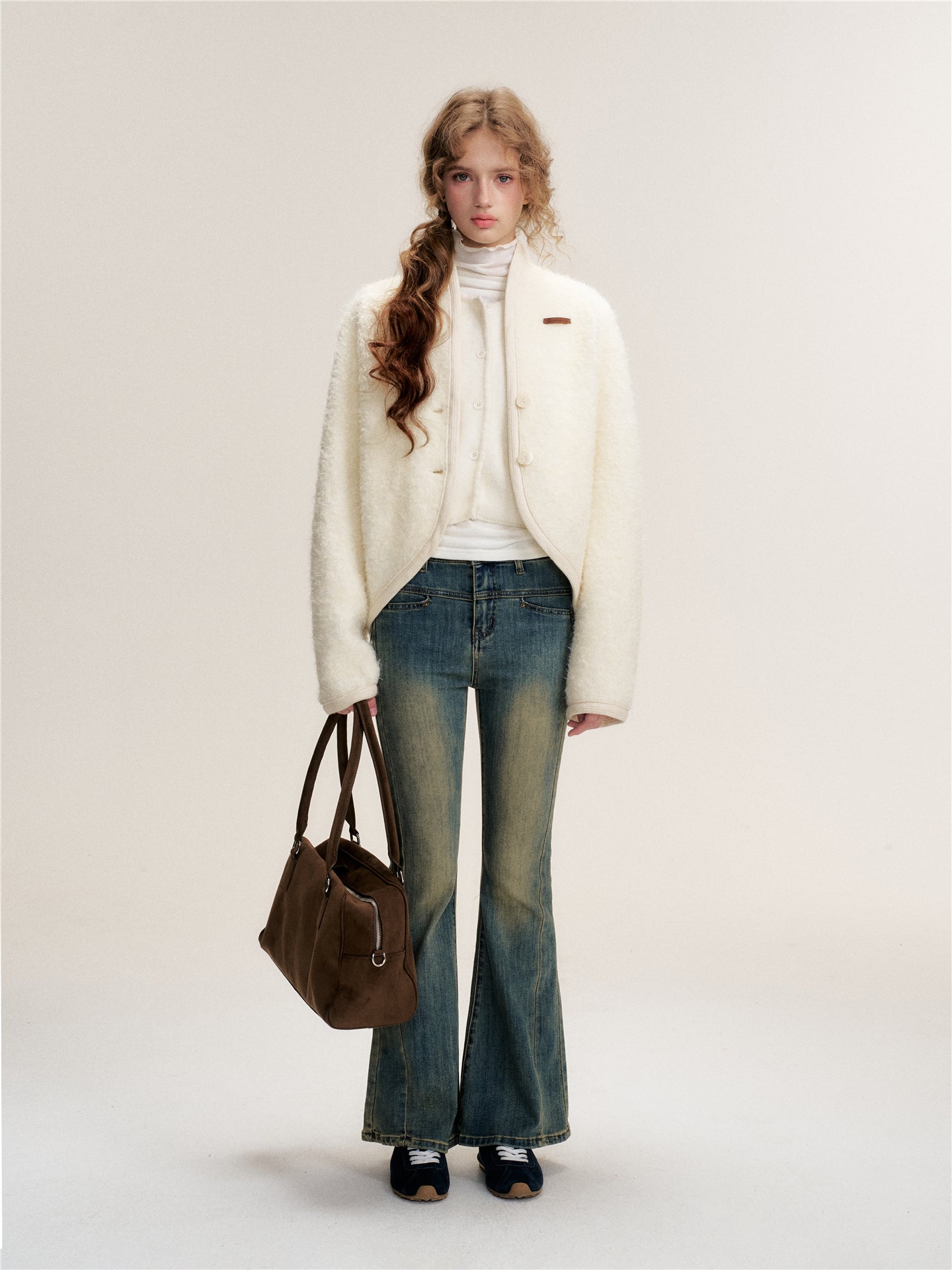 16DEWS 16D25476 Cocoon shaped woolen coat