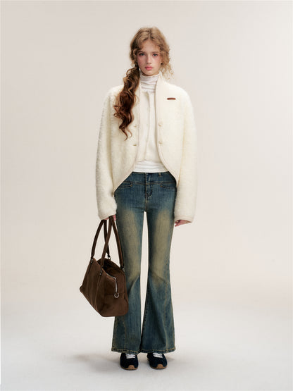 16DEWS 16D25476 Cocoon shaped woolen coat