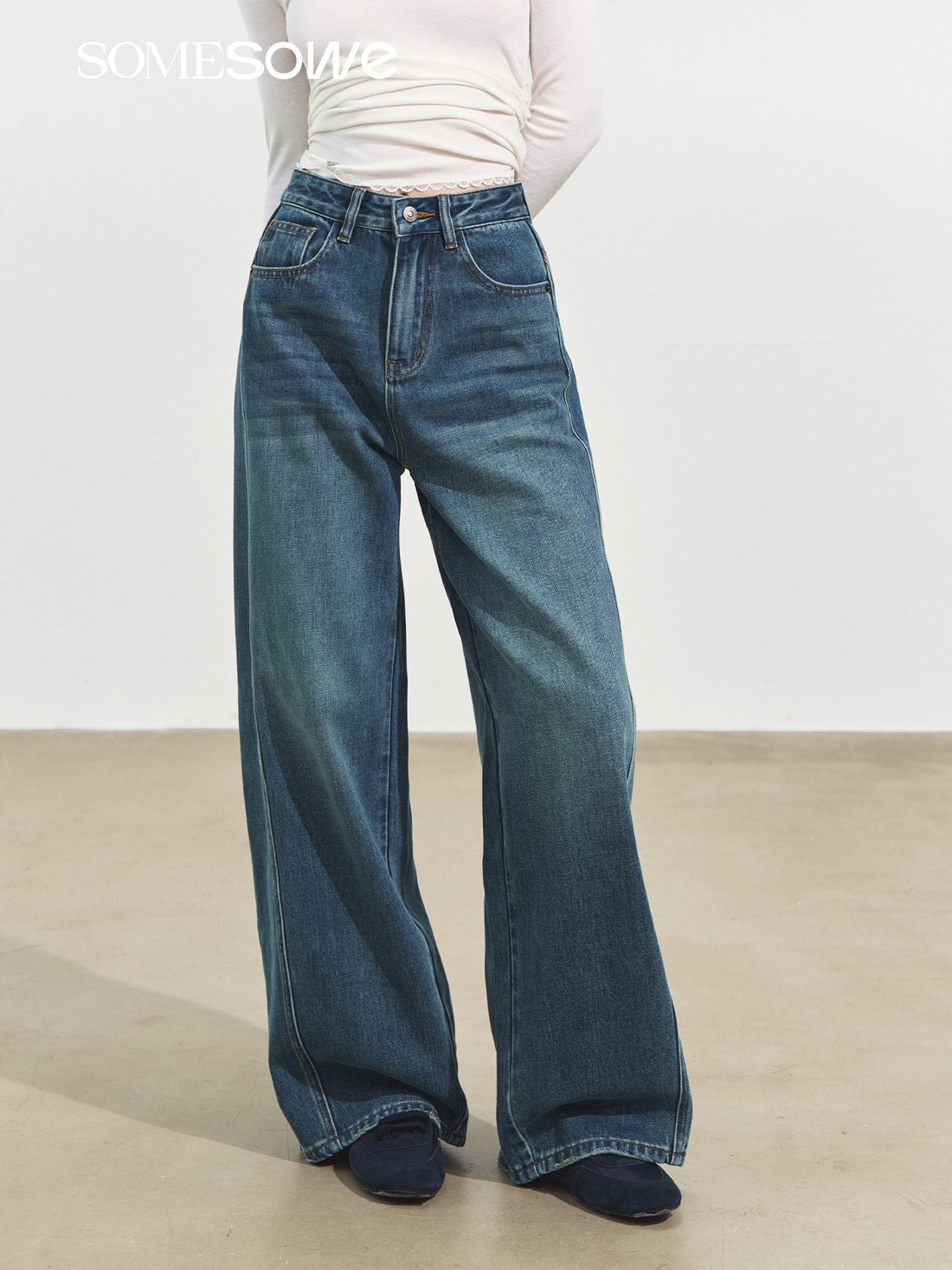 SOMESOWE S2508253 Three dimensional split wide leg jeans
