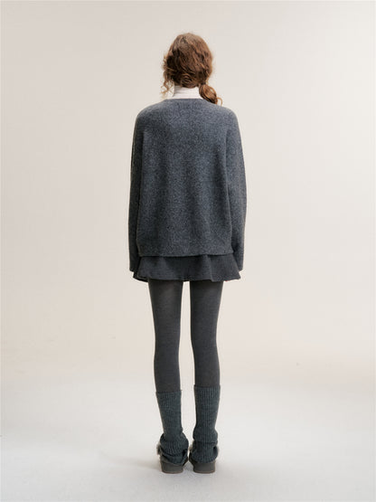 16DEWS 16D25452 3D jacquard contrasting floral pullover sweater