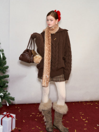 AsGony ASG25633 Warm and cute deer scarf and earmuffs