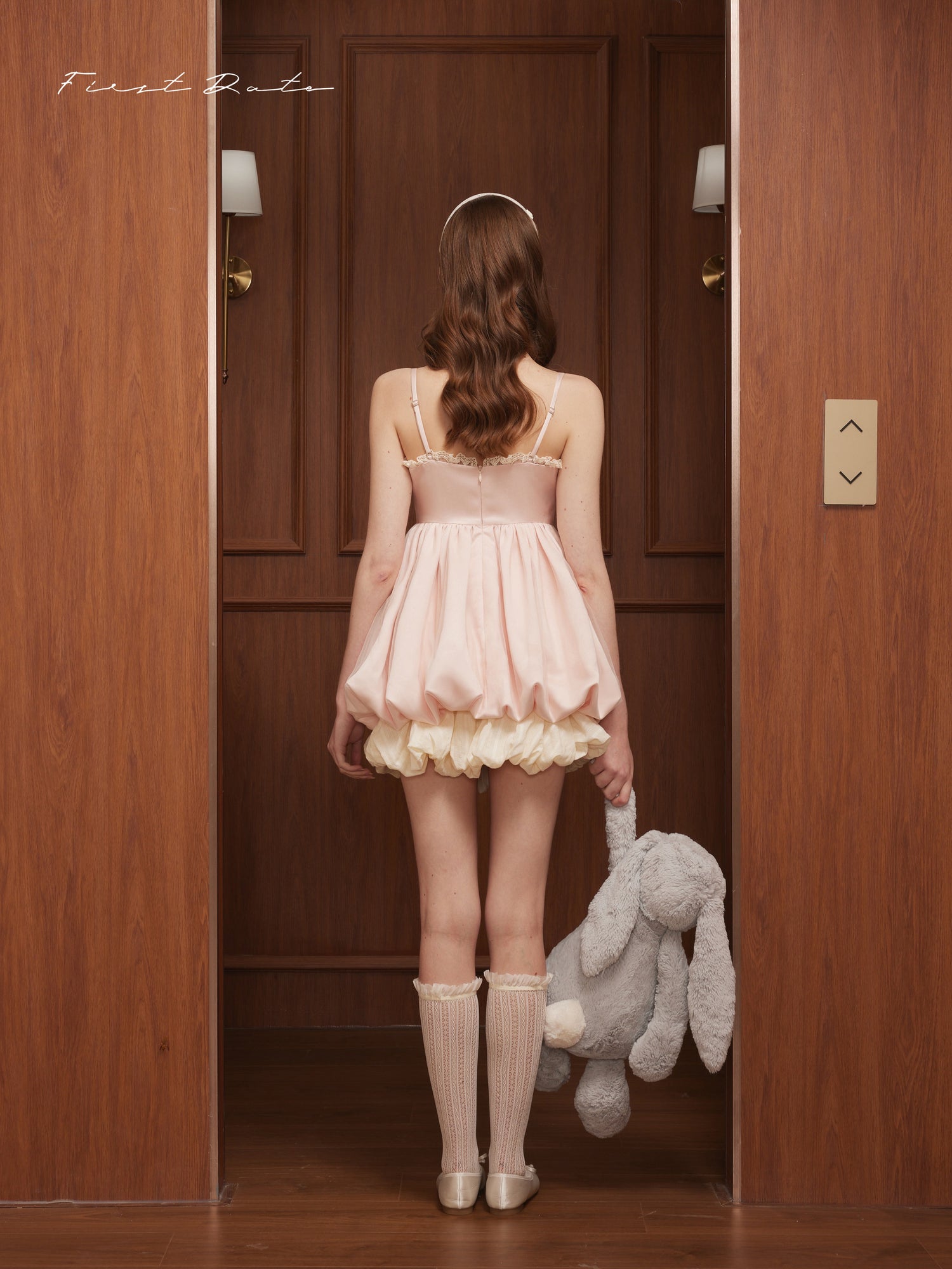 First Date Strawberry camisole puffy dress