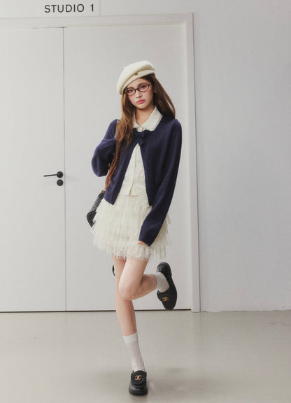 OTEBANBASS Ote260931 Fake Two-Piece Lace Panel Knit Top