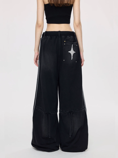 Nova Street Black Patch Pocket Wide Leg Pants