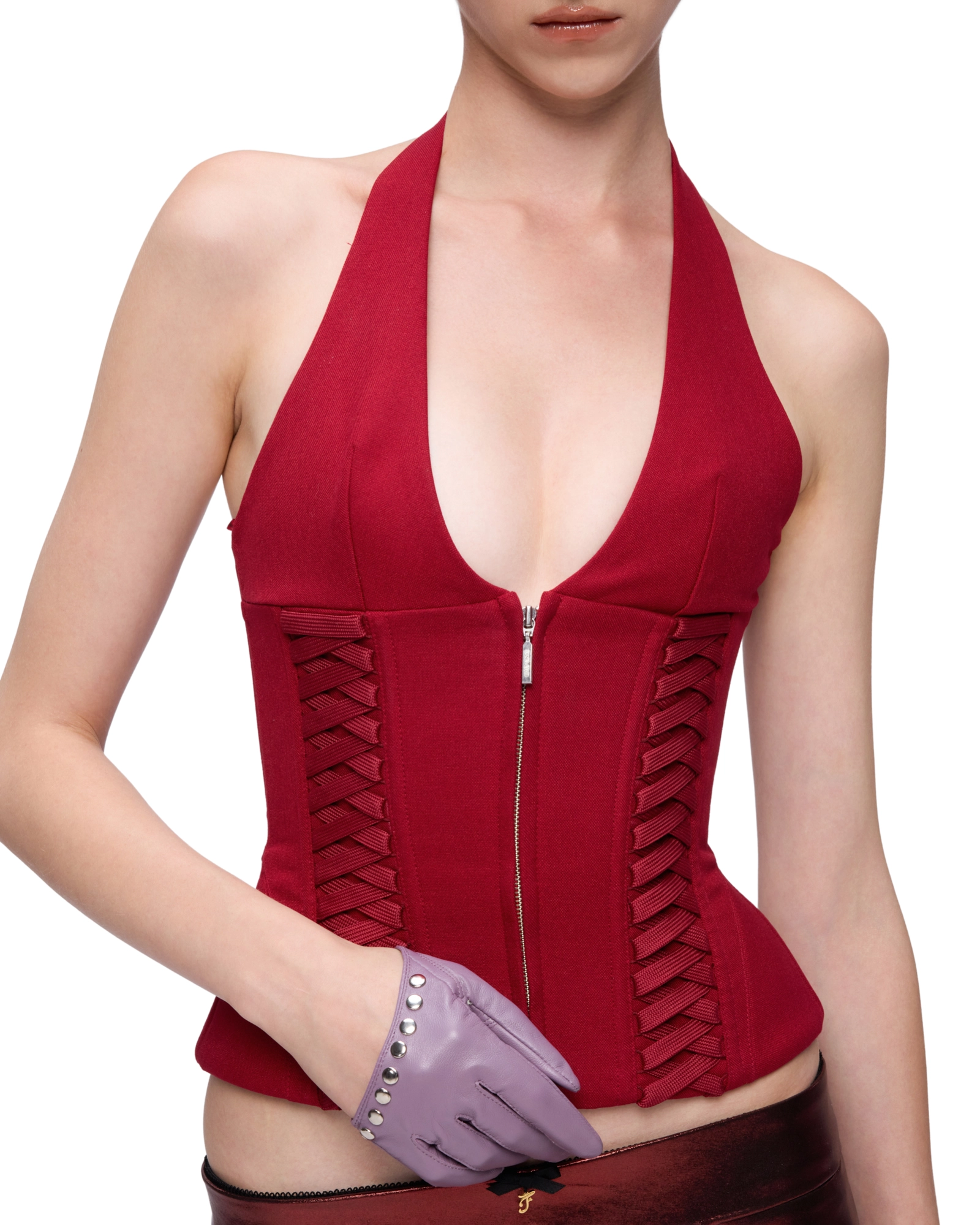 FANCì CLUB [Best Seller] Julia Halterneck Corset Top(3color)