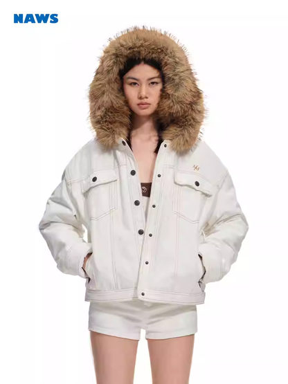 NAWS Polar Collection Denim Jacket with Fox Fur Collar