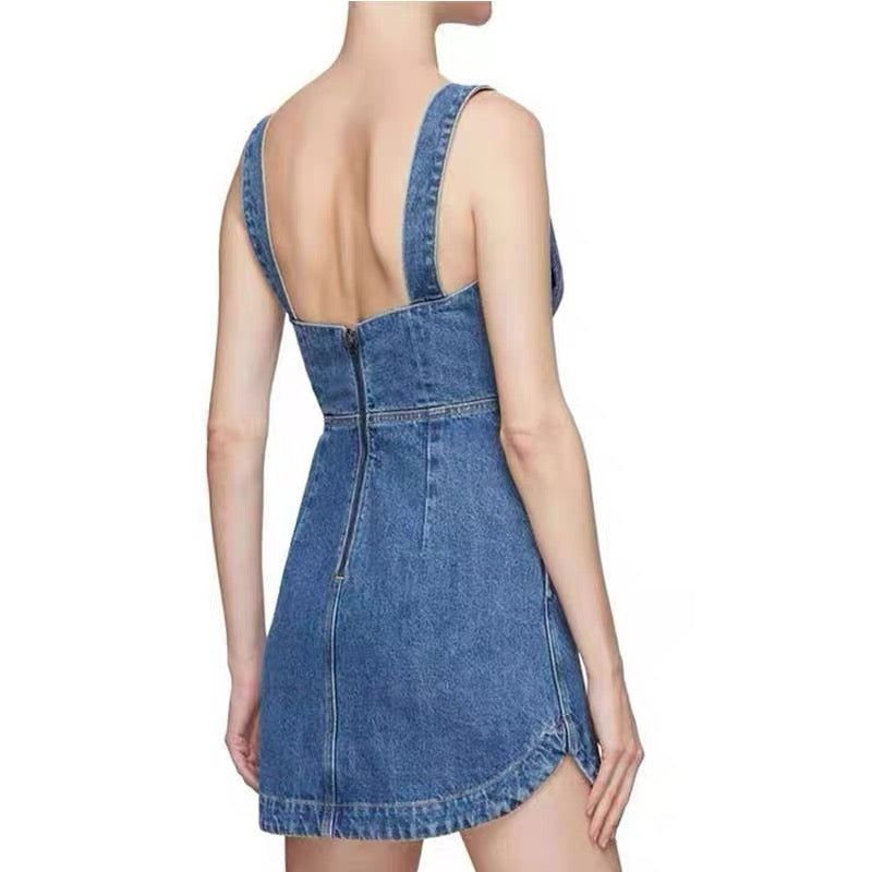 Self-Portrait DENIM BOW MINI DRESS