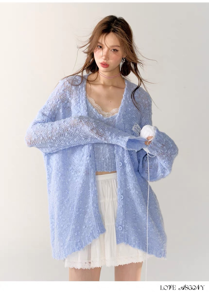 AsGony Soft Lace Knit Set(2color)