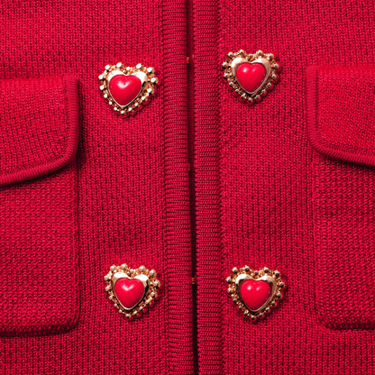 Self-Portrait Red Knit Heart Buttoned Set(SEPERATE)