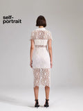 Self-Portrait WHITE LACE BUTTON FRONT MIDI DRESS