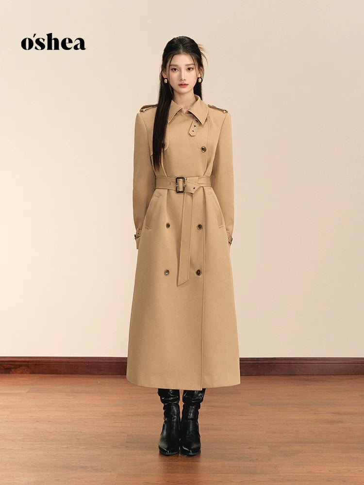 OShea Khaki Maxi Trench Coat