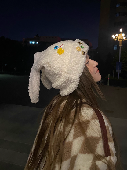 Momonana Bunny-eared hat with snap-on ears(3colors)