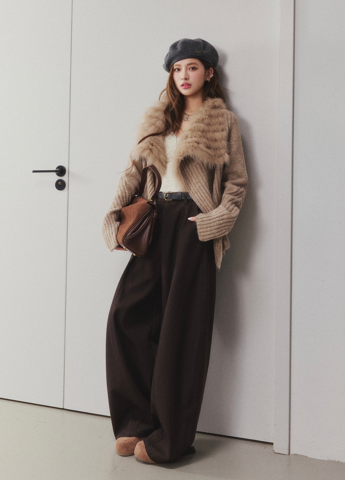 OTEBANBASS Ote260924 Fox Fur Collar Knit Sweater