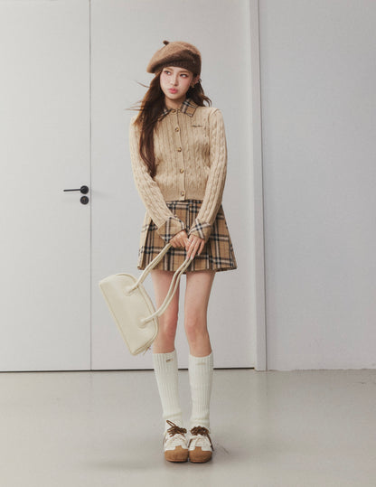 OTEBANBASS Ote260905 Plaid Wool Pleated Skirt